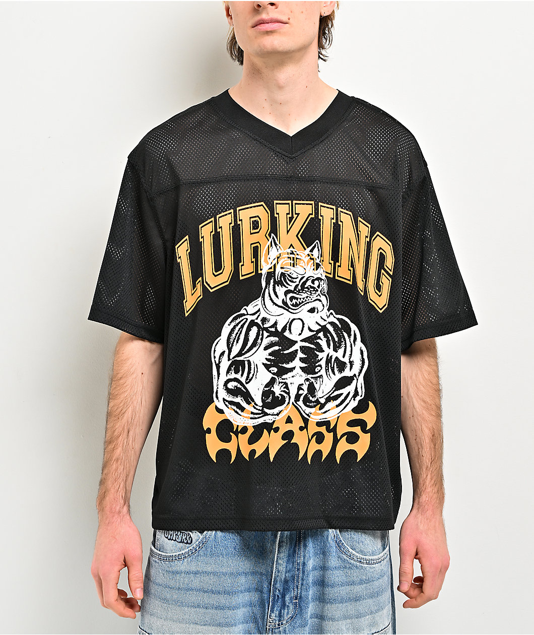 Lurking Class by Sketchy Tank Class Of 86 Black Crop Football Jersey