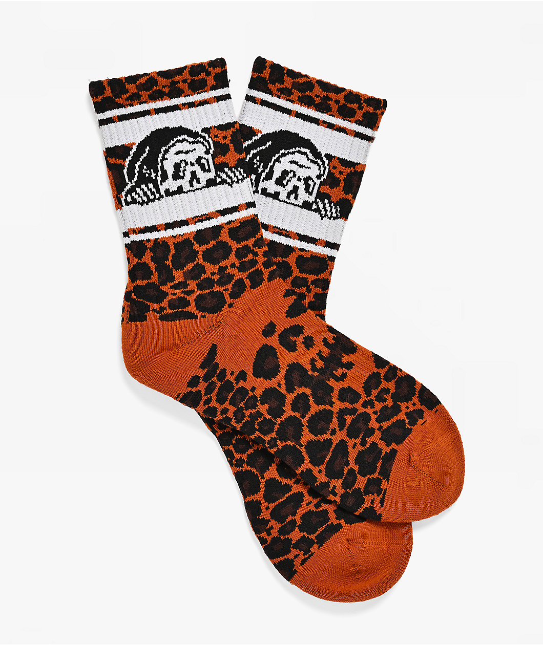 Lurking Class by Sketchy Tank Death Leopard Brown Crew Socks