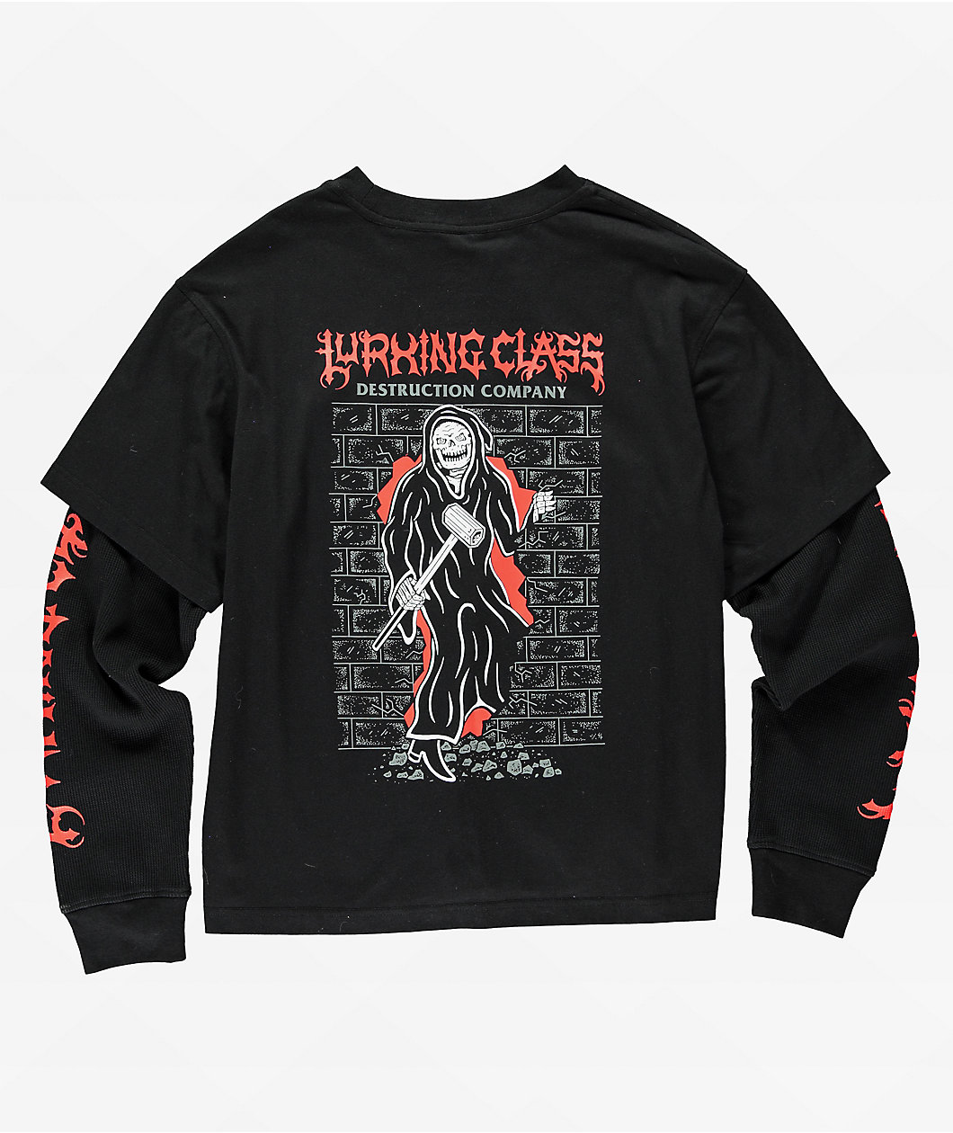 Lurking Class by Sketchy Tank Destruction Black 2fer Long Sleeve T-Shirt