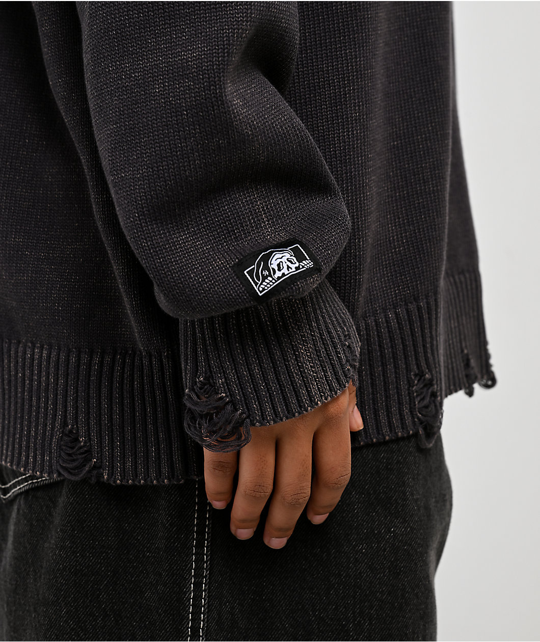 Lurking Class by Sketchy Tank Distressed Charcoal Wash Sweater