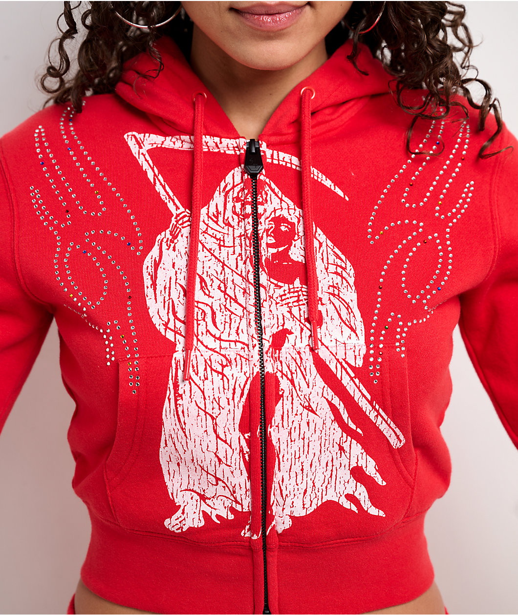 Lurking Class by Sketchy Tank Don't Pray For Me Red Crop Zip Hoodie