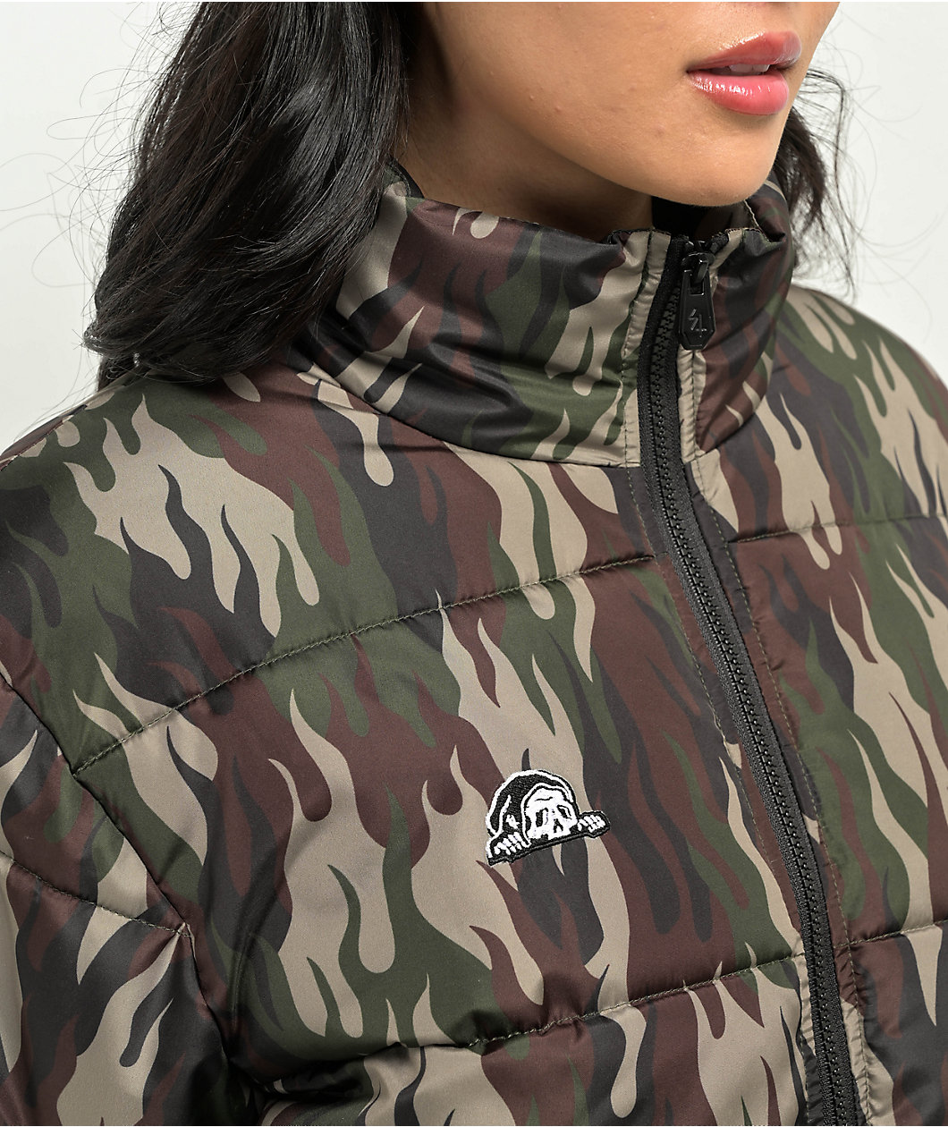 Lurking Class by Sketchy Tank Flame Thorn Camo Puffer Jacket