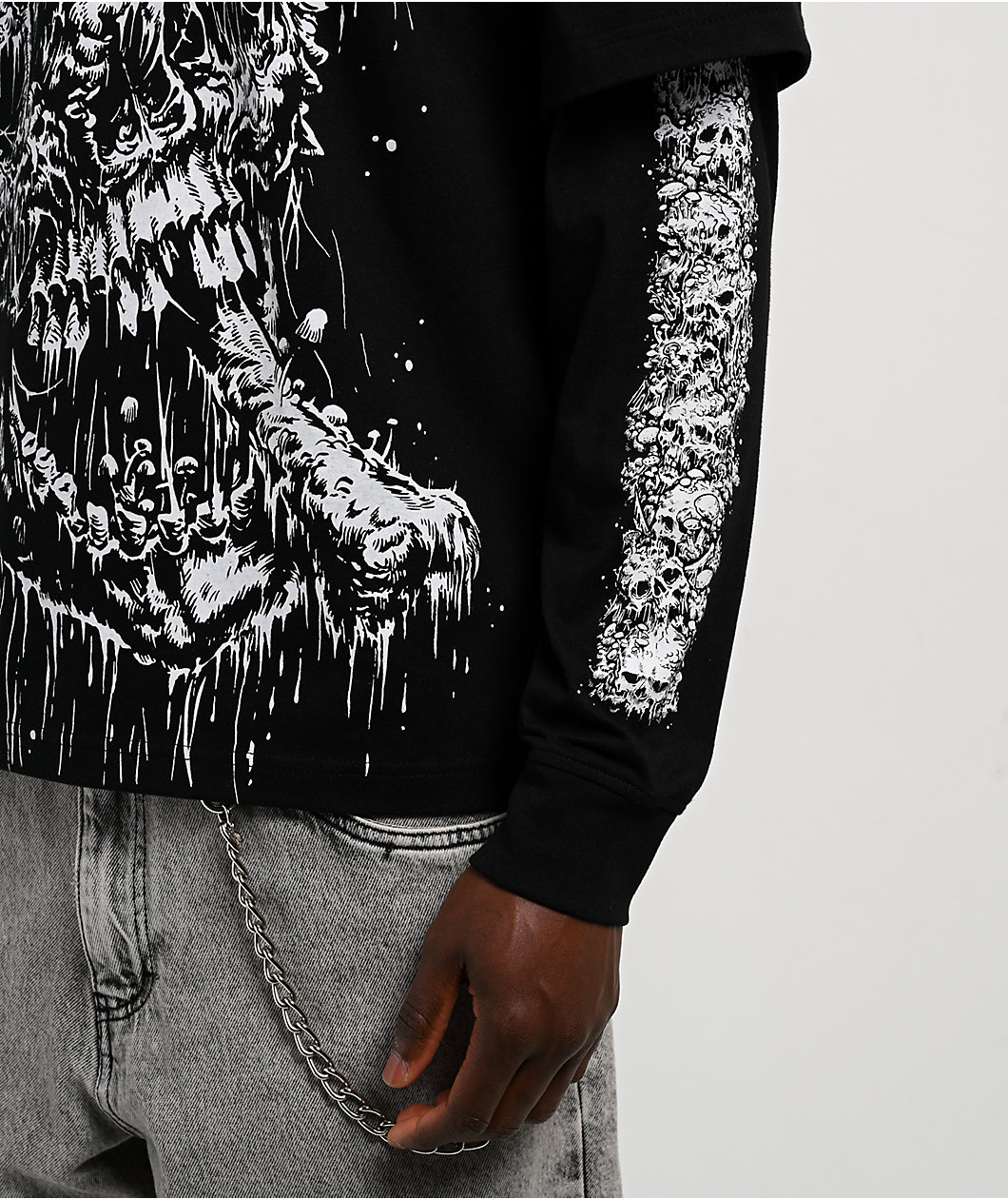 Lurking Class by Sketchy Tank Funguy Black 2fer Long Sleeve T-Shirt