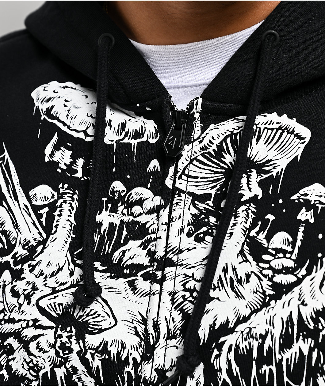 Lurking Class by Sketchy Tank Funguy Black Zip Hoodie
