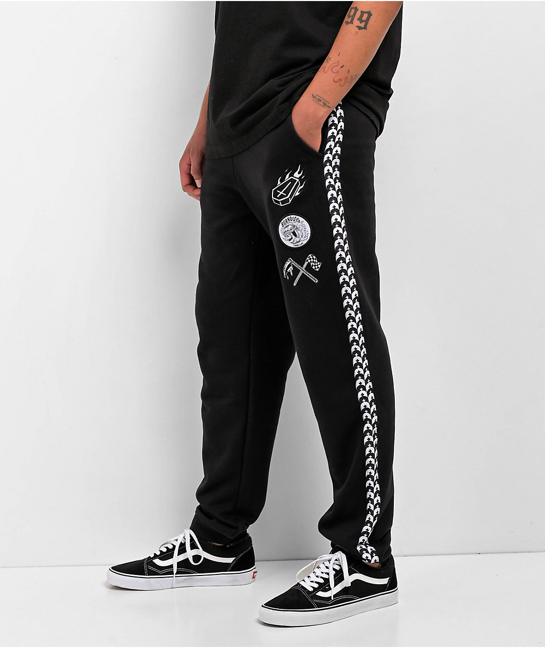 Lurking Class by Sketchy Tank Grave Check Black Sweatpants