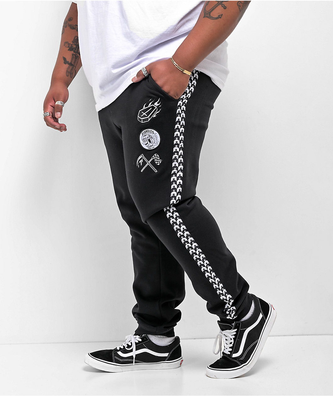 Lurking Class by Sketchy Tank Grave Check Black Sweatpants