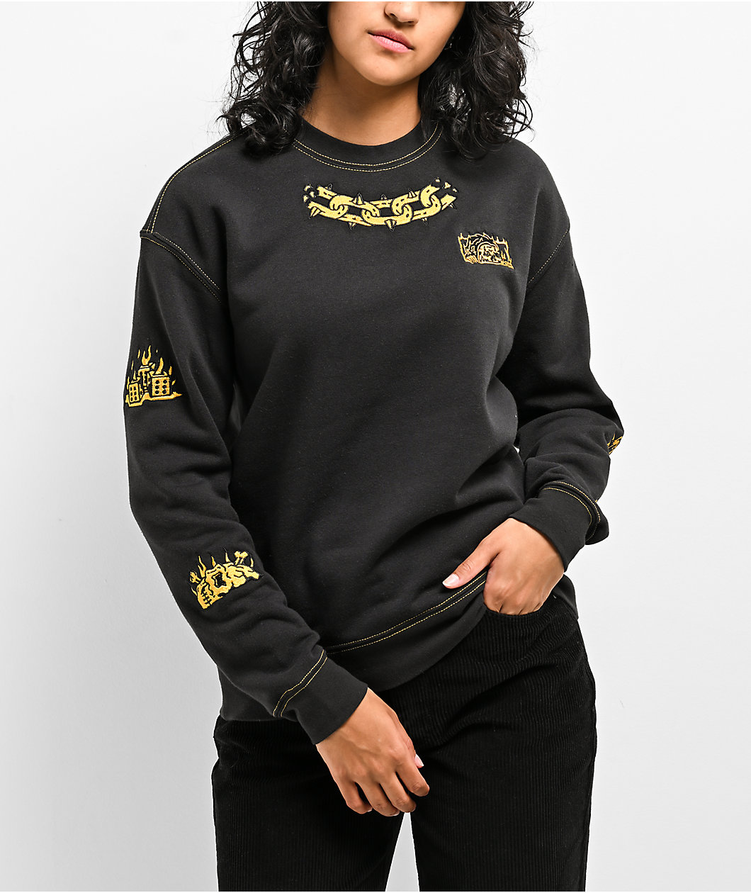 Lurking Class by Sketchy Tank Hotbox Flash Black Crewneck Sweatshirt