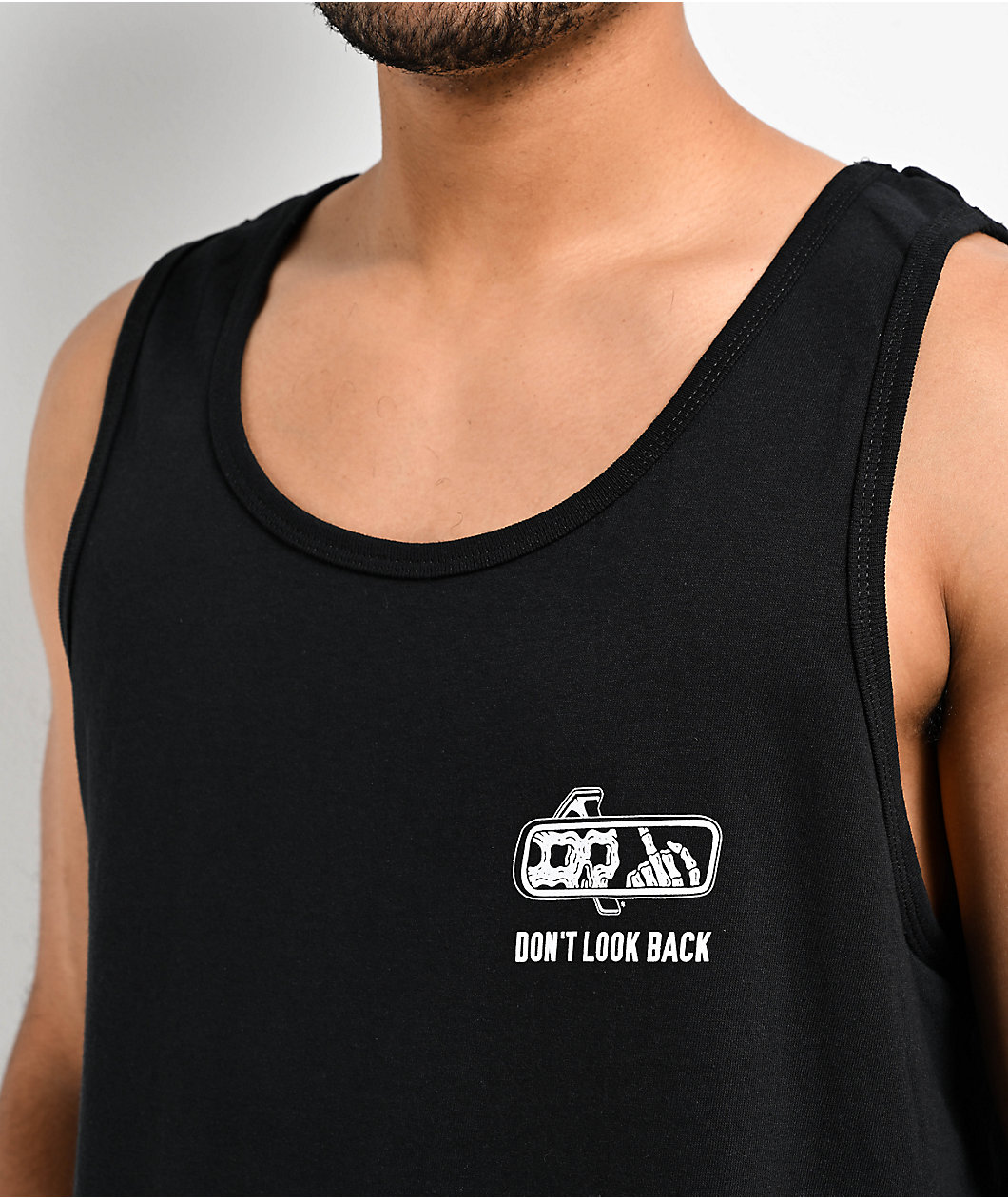 Lurking Class by Sketchy Tank Look Back Black Tank Top