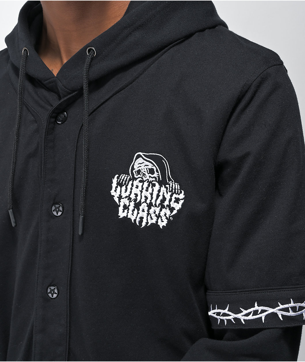 Lurking Class by Sketchy Tank Lurker Layered Black Baseball Hoodie