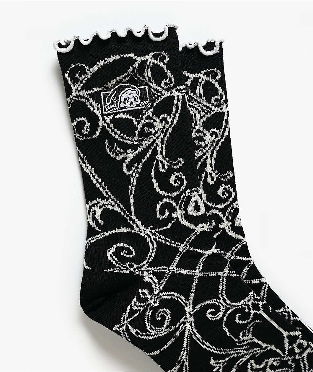 Lurking Class by Sketchy Tank Memento Mori Ruffle Black Half Crew Socks