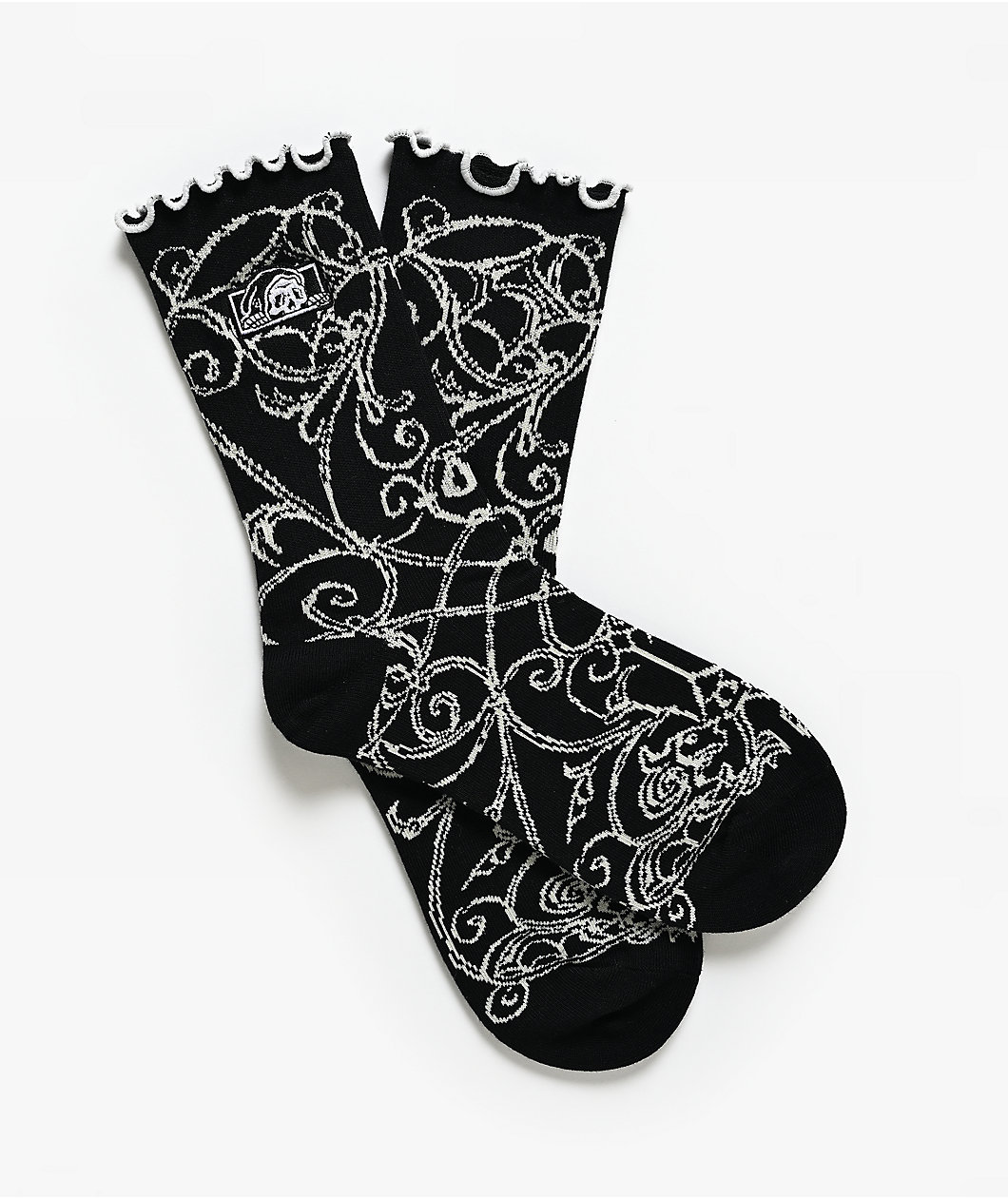 Lurking Class by Sketchy Tank Memento Mori Ruffle Black Half Crew Socks