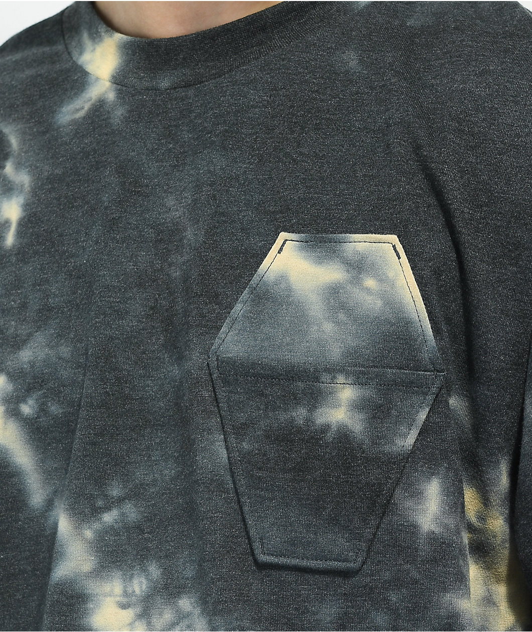 Lurking Class by Sketchy Tank Mixed Flash Black Bleach Dye Pocket T-Shirt