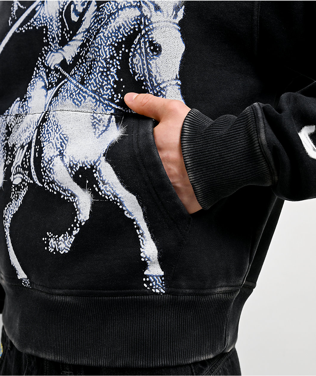 Lurking Class by Sketchy Tank Pale Horse Black Wash Crop Hoodie