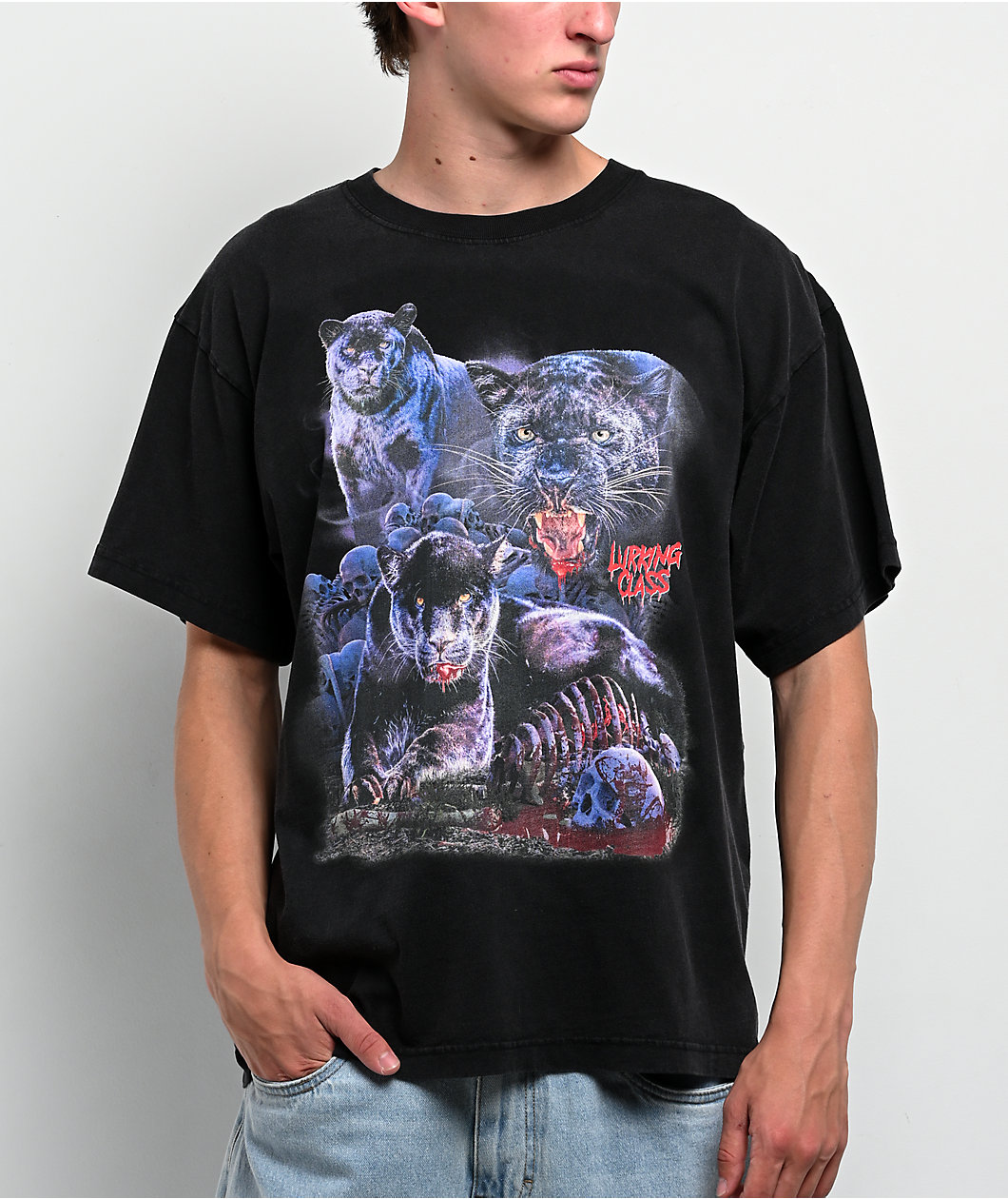 Lurking Class by Sketchy Tank Panther Vintage Black T-Shirt