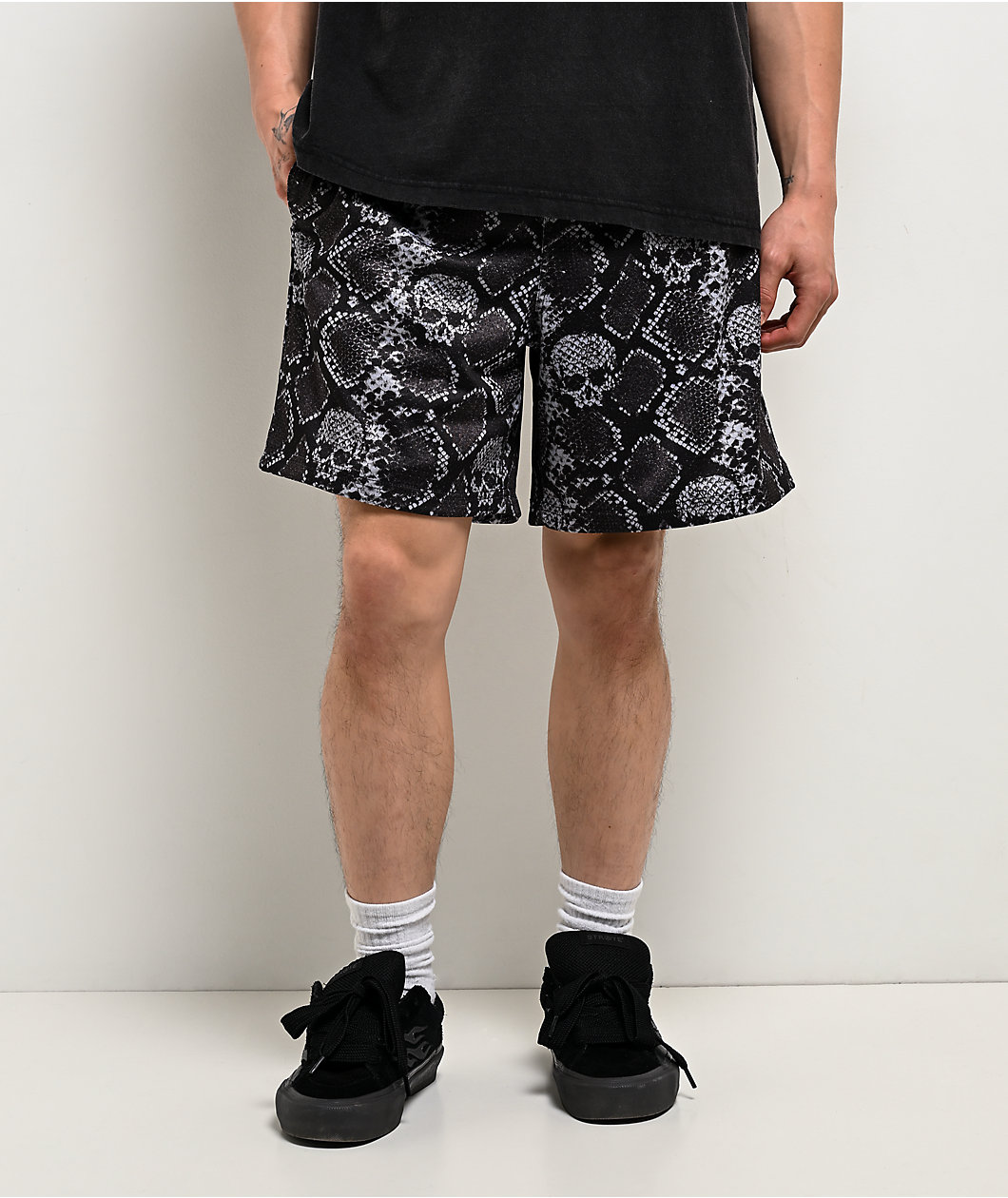 Lurking Class by Sketchy Tank Python Black & Grey Mesh Shorts