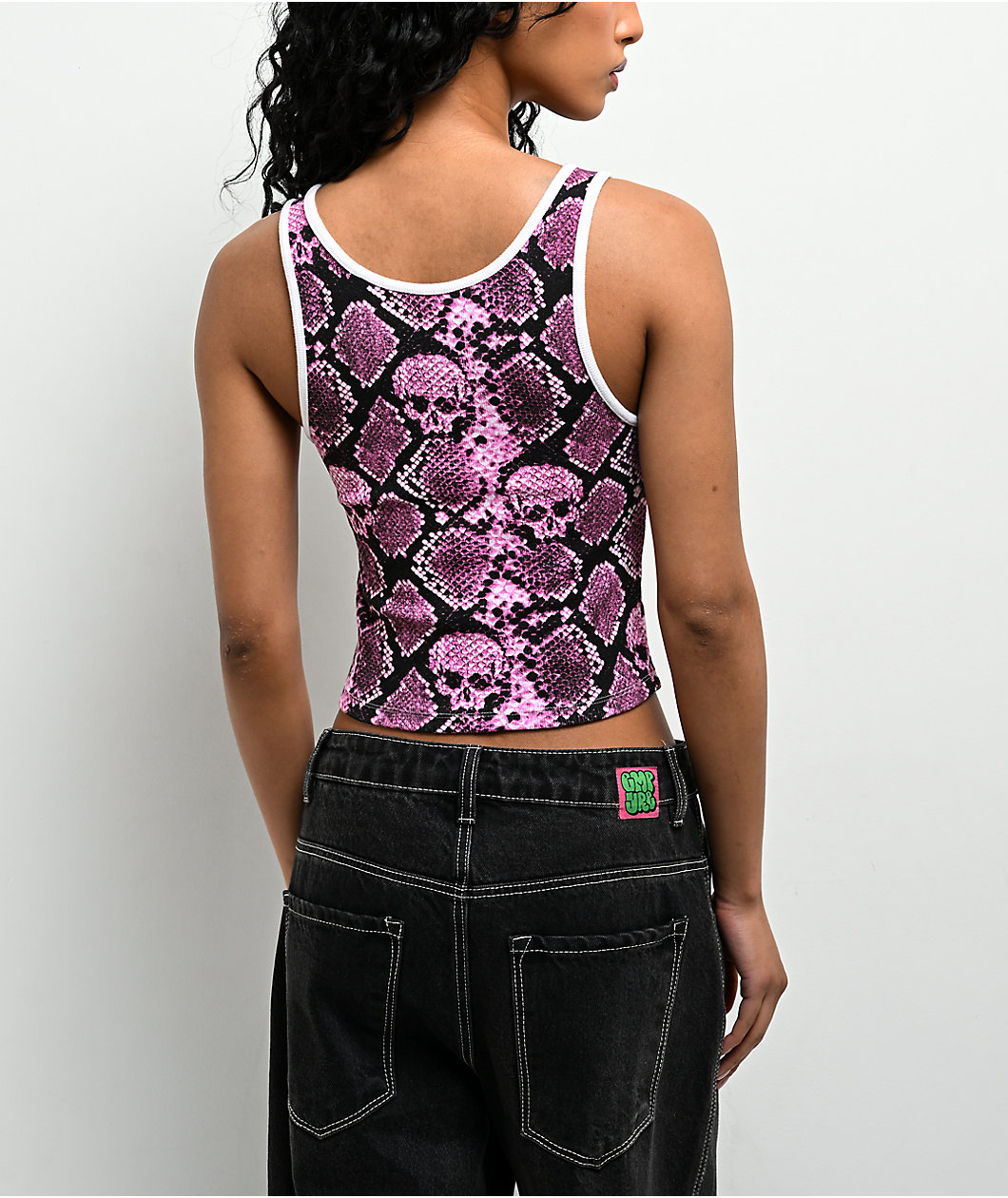 Lurking Class by Sketchy Tank Python Pink Crop Tank Top