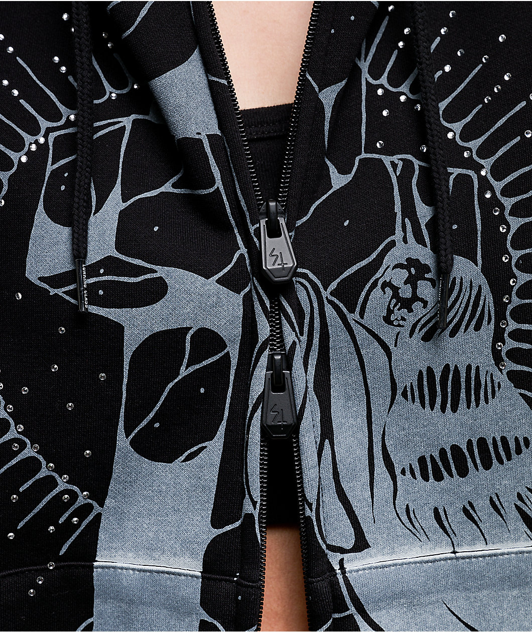 Lurking Class by Sketchy Tank Rock Of Ages Black Crop Zip Hoodie