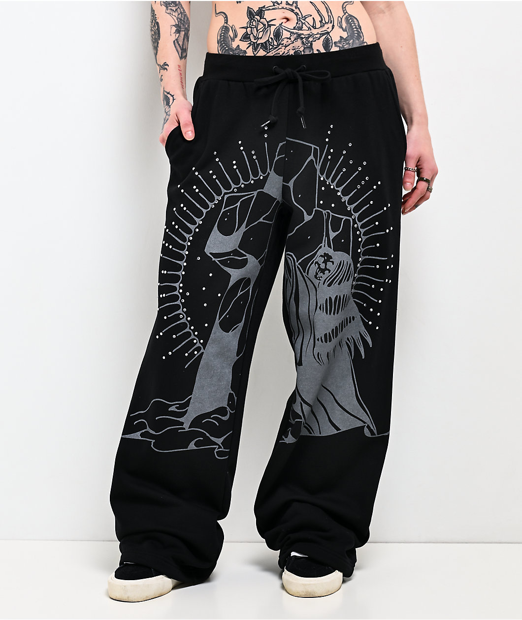 Lurking Class by Sketchy Tank Rock Of Ages Black Wide Leg Sweatpants