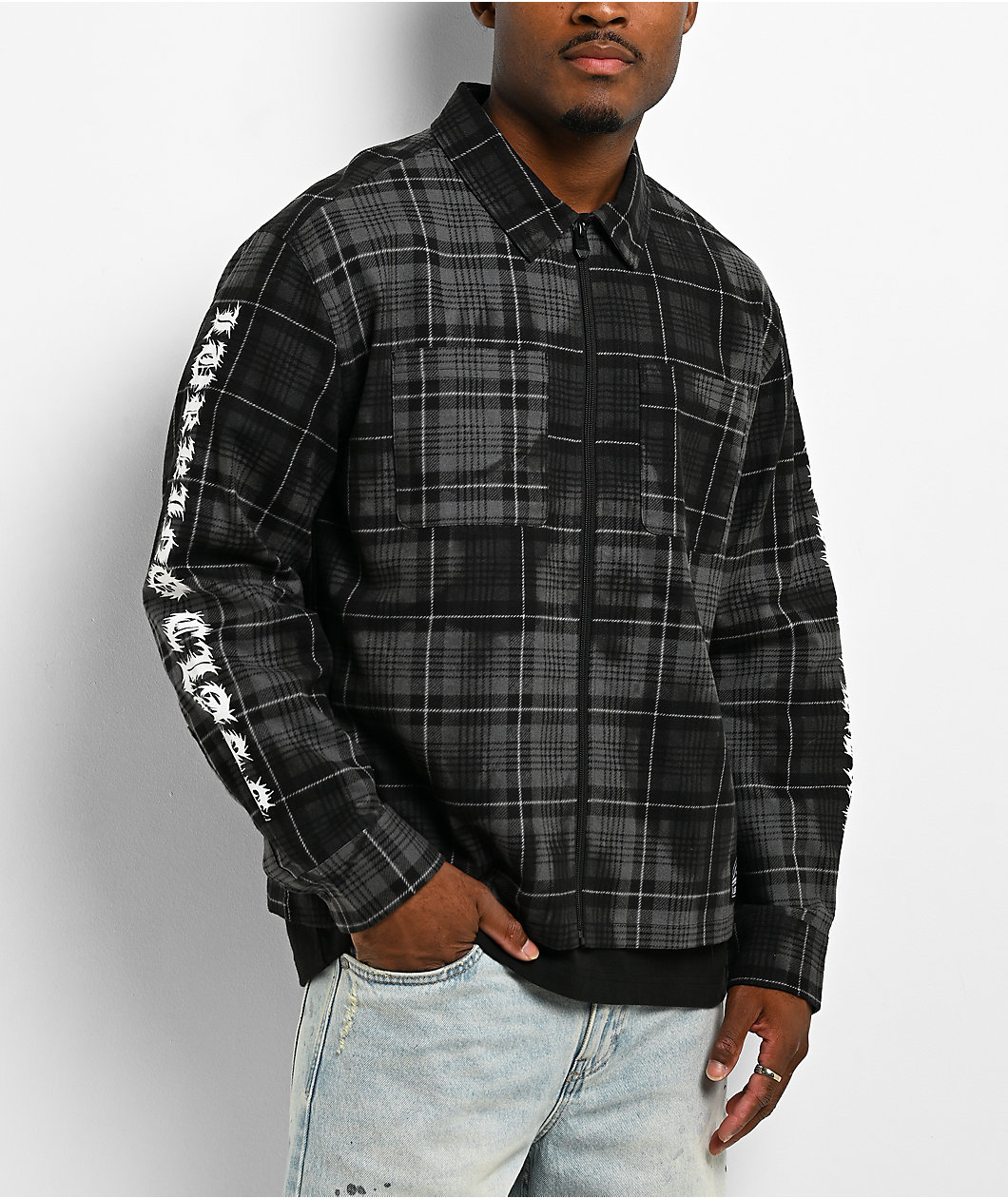 Lurking Class by Sketchy Tank Showcase Black & Grey Flannel Shirt