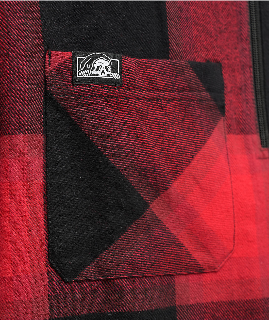 Lurking Class by Sketchy Tank Sin Flannel Red & Black Quarter Zip Work Shirt