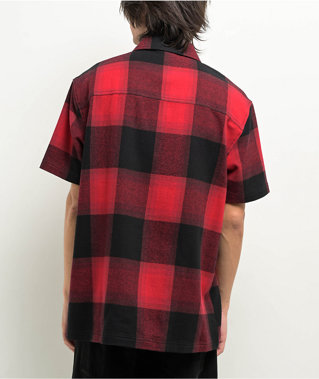 Lurking Class by Sketchy Tank Sin Flannel Red & Black Quarter Zip Work Shirt