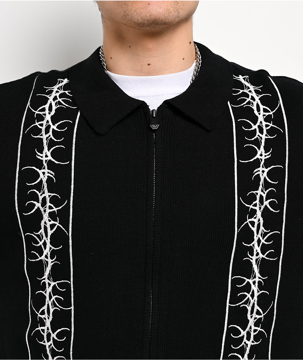 Lurking Class by Sketchy Tank Sin Stripe Black Zip Sweater