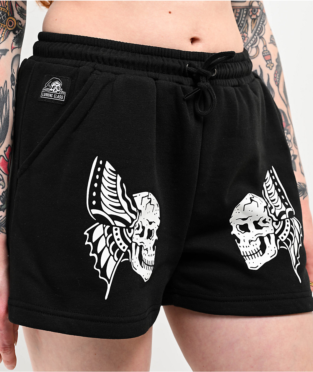 Lurking Class by Sketchy Tank Skull Fly Black Sweat Shorts