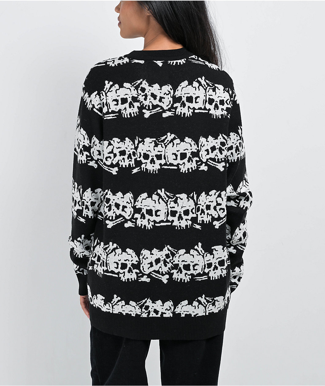 Lurking Class by Sketchy Tank Skull Stripe Black & White Sweater