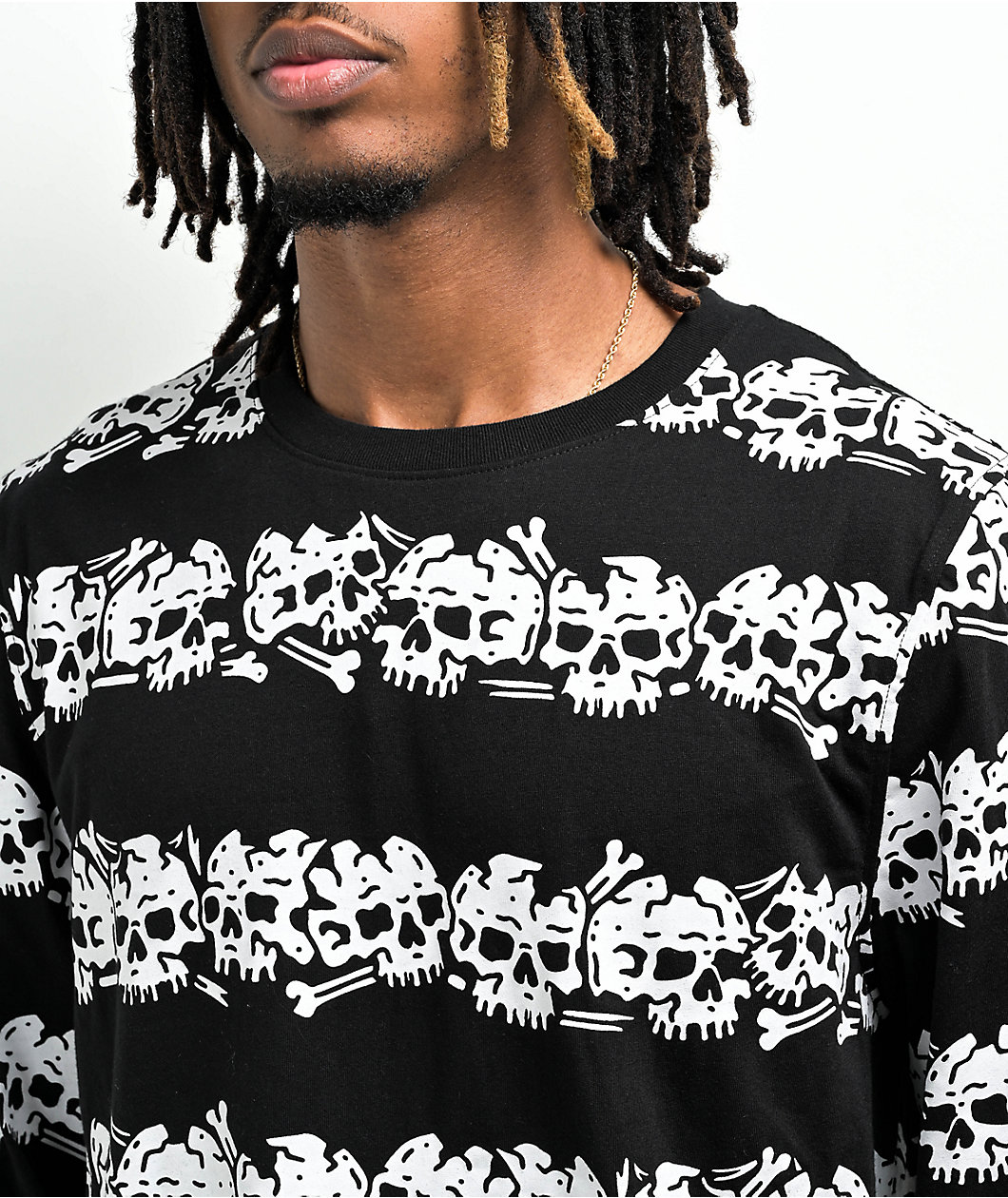 Lurking Class by Sketchy Tank Skull Stripe Black Long Sleeve T-Shirt