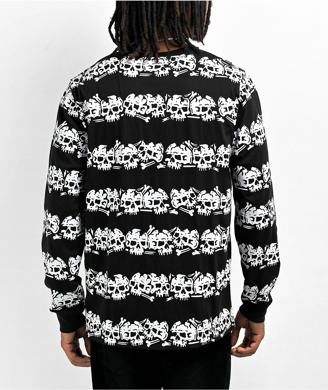 Lurking Class by Sketchy Tank Skull Stripe Black Long Sleeve T-Shirt