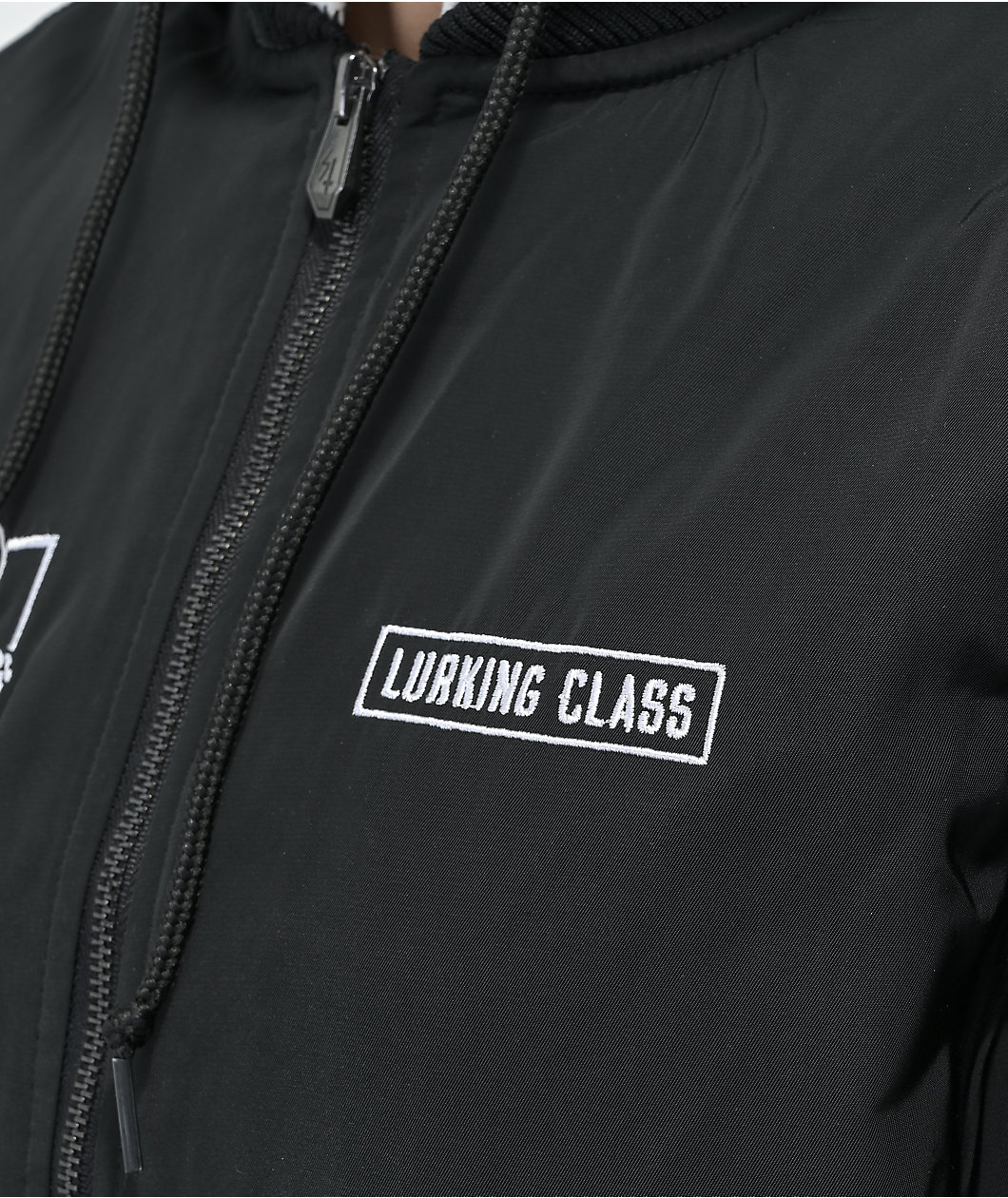 Lurking Class by Sketchy Tank Skulls Black Hooded Bomber Jacket