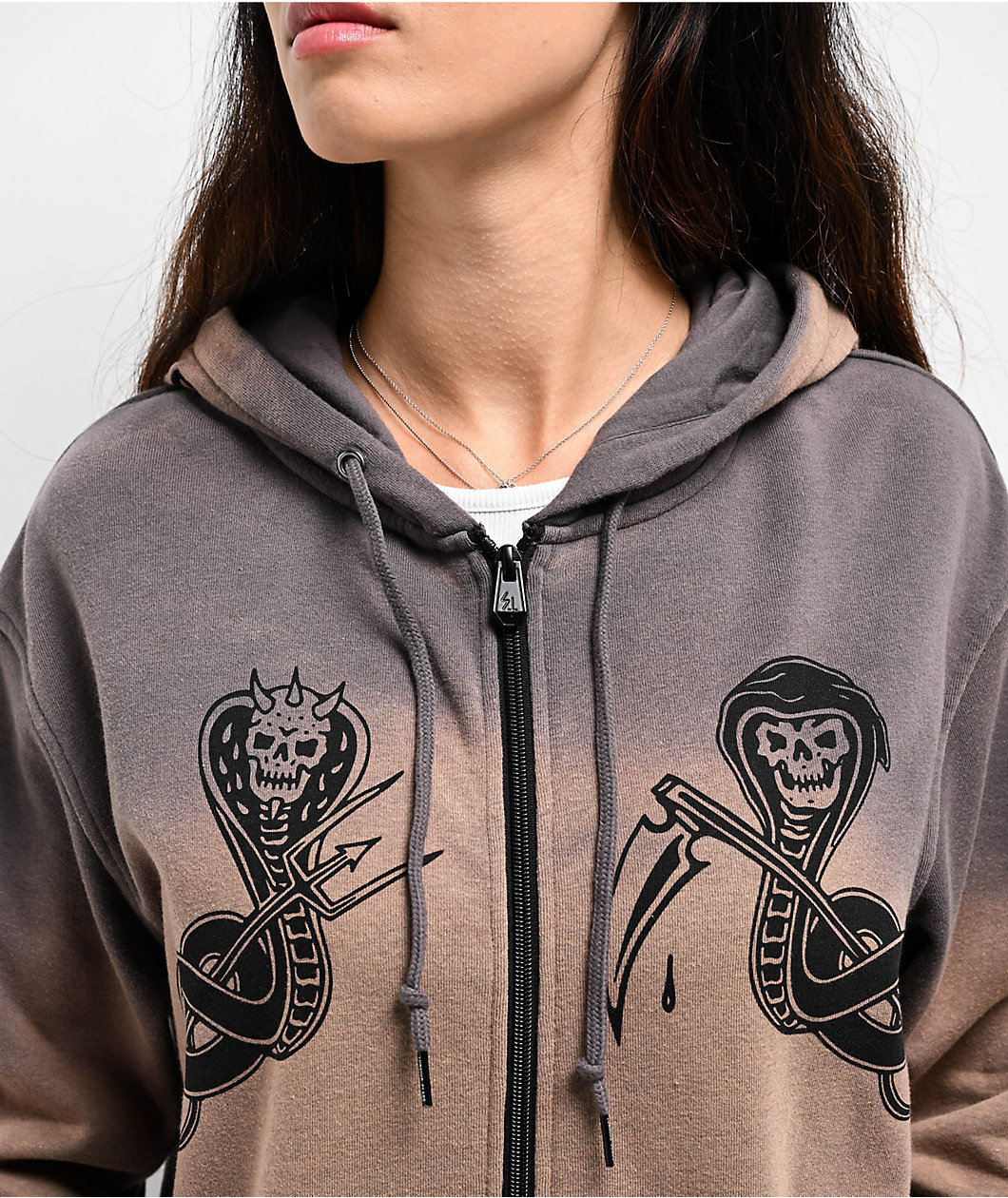 Lurking Class by Sketchy Tank Slither Grey Zip Hoodie