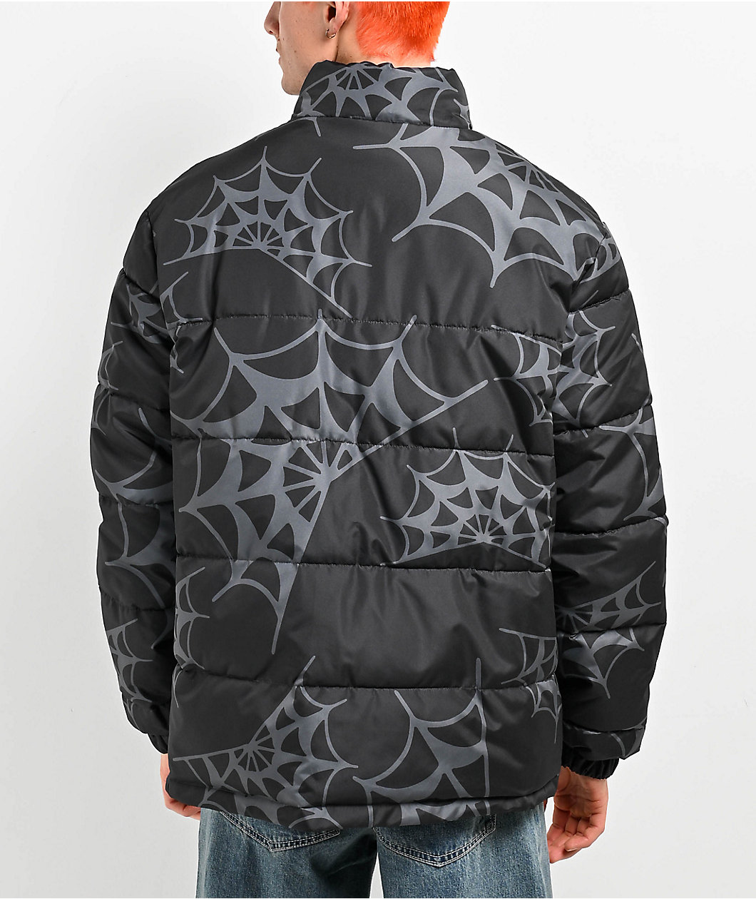 Lurking Class by Sketchy Tank Spider Web Black Puffer Jacket