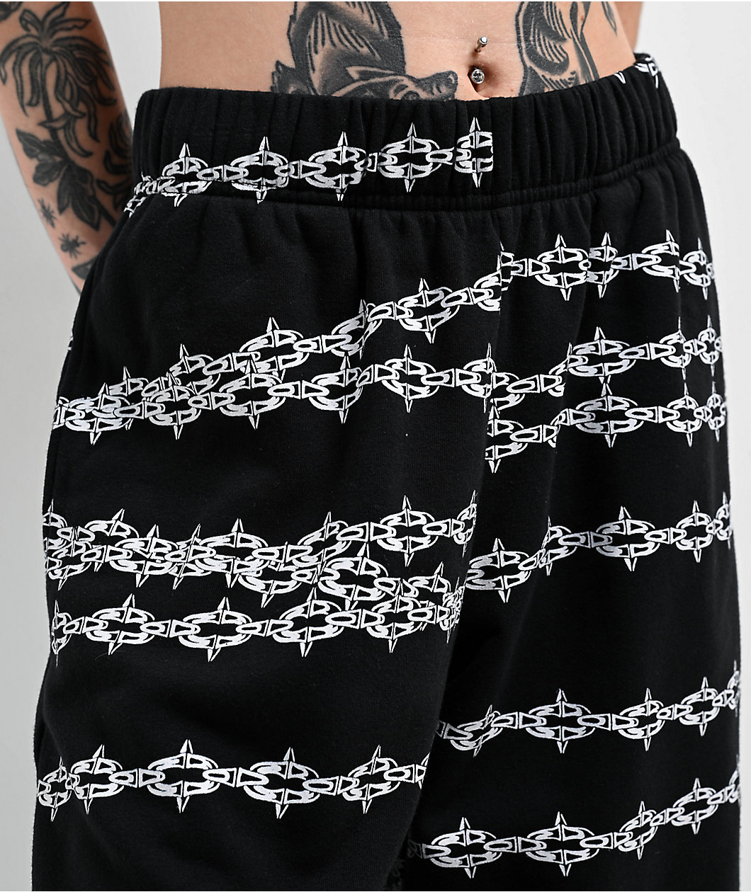 Lurking Class by Sketchy Tank Spiked Chain Black Sweatpants