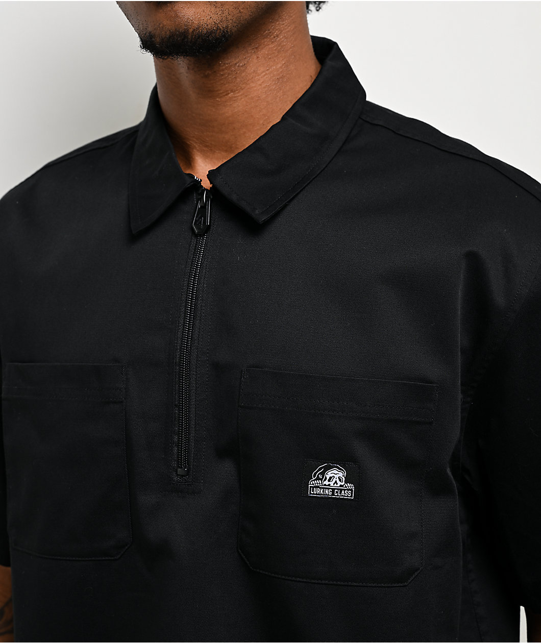Lurking Class by Sketchy Tank To Hell And Back Black Quarter Zip Work Shirt