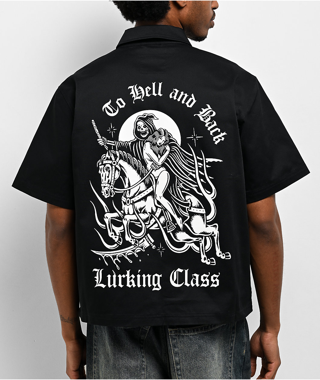 Lurking Class by Sketchy Tank To Hell And Back Black Quarter Zip Work Shirt