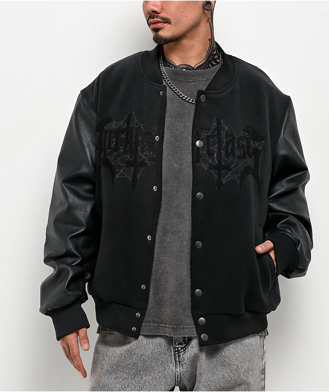 Lurking Class by Sketchy Tank Tomb Black Varsity Jacket