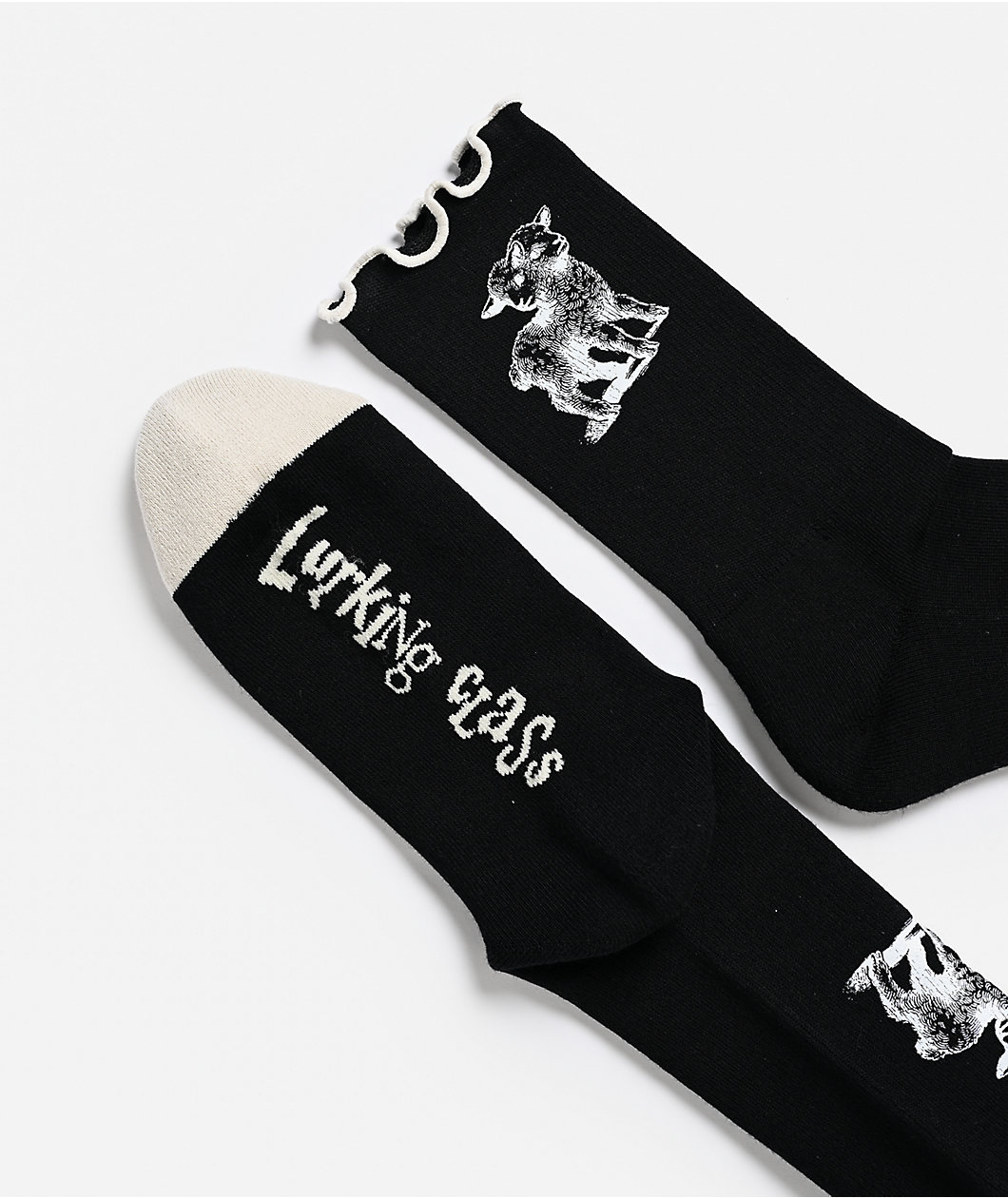 Lurking Class by Sketchy Tank Two Faced Black Ruffle Crew Socks