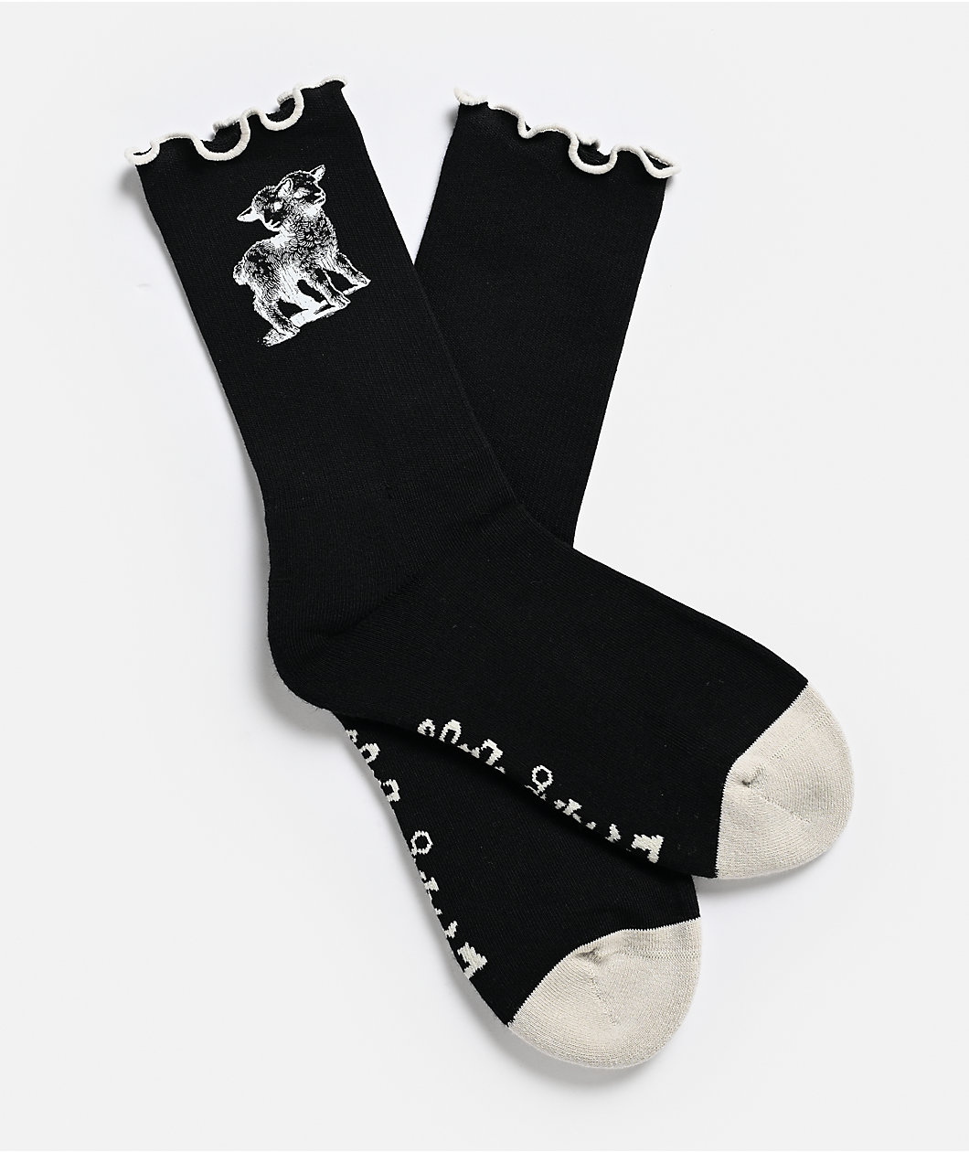 Lurking Class by Sketchy Tank Two Faced Black Ruffle Crew Socks