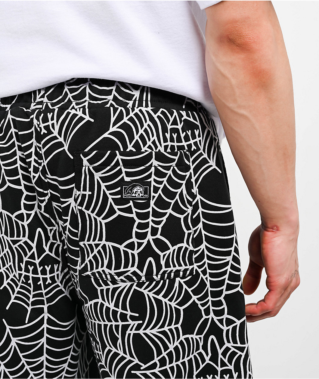 Lurking Class by Sketchy Tank Web Skull Black Sweat Shorts