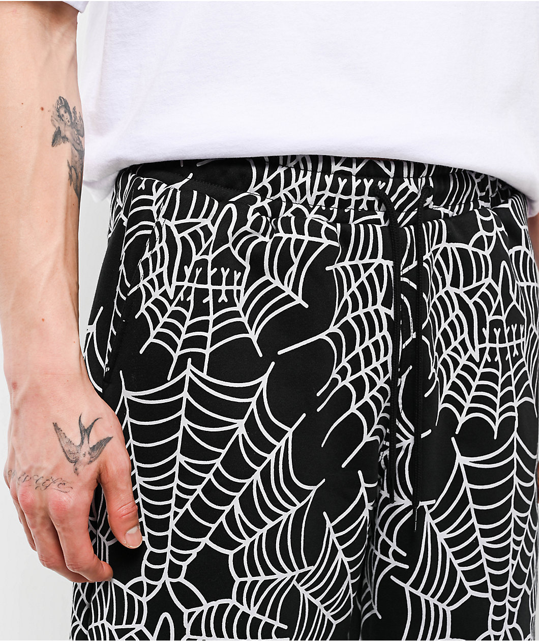 Lurking Class by Sketchy Tank Web Skull Black Sweat Shorts