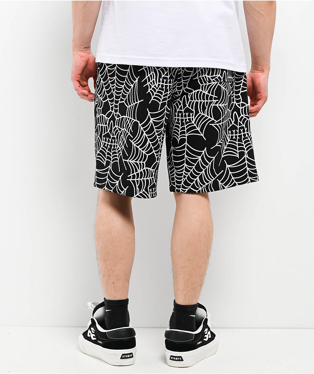 Lurking Class by Sketchy Tank Web Skull Black Sweat Shorts