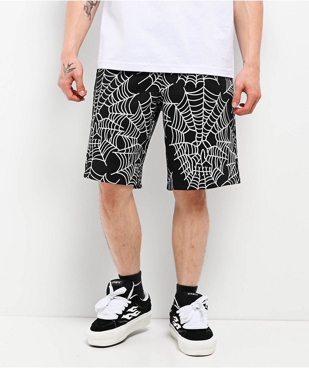 Lurking Class by Sketchy Tank Web Skull Black Sweat Shorts