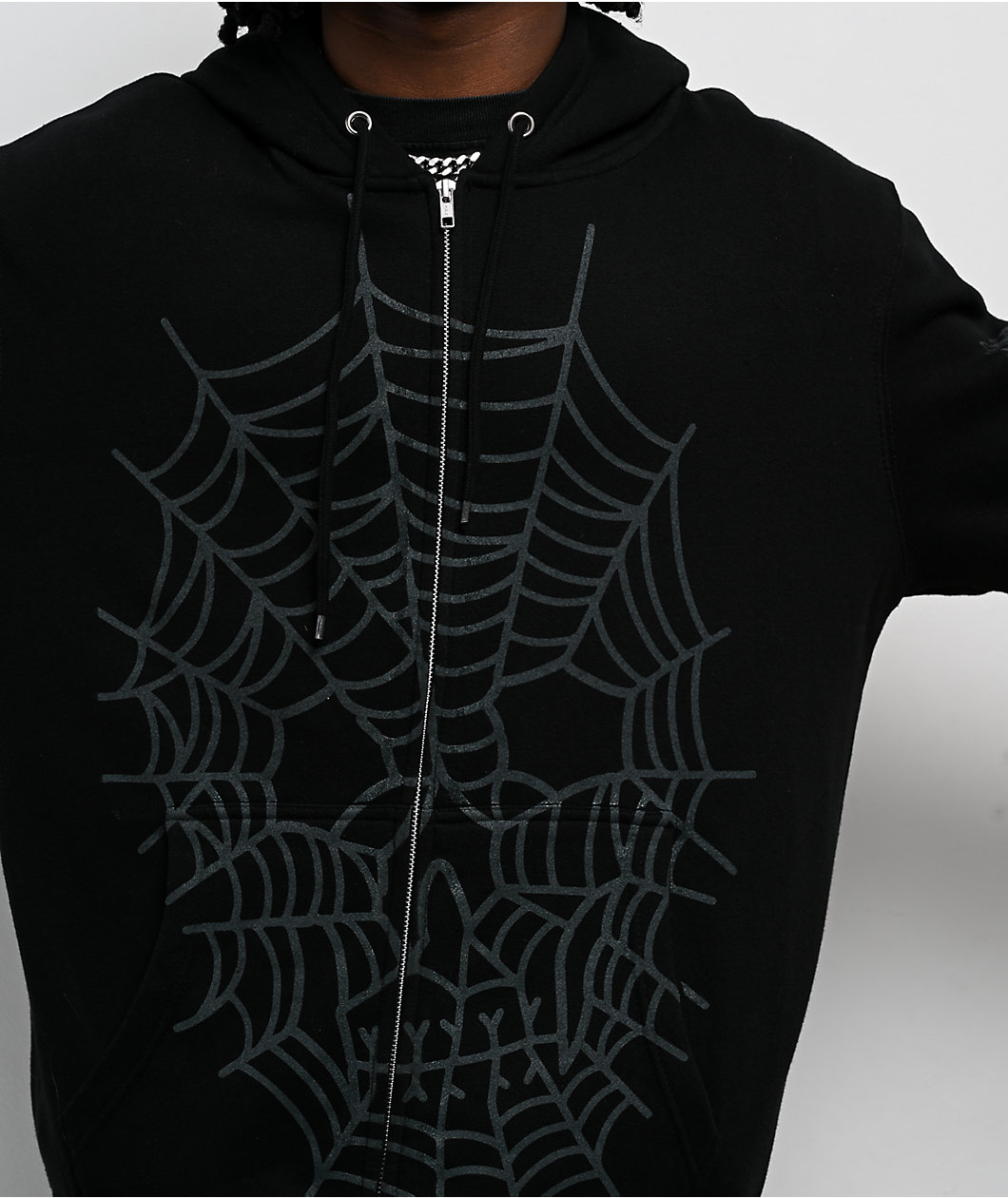Lurking Class by Sketchy Tank Web Skull Black Zip Hoodie