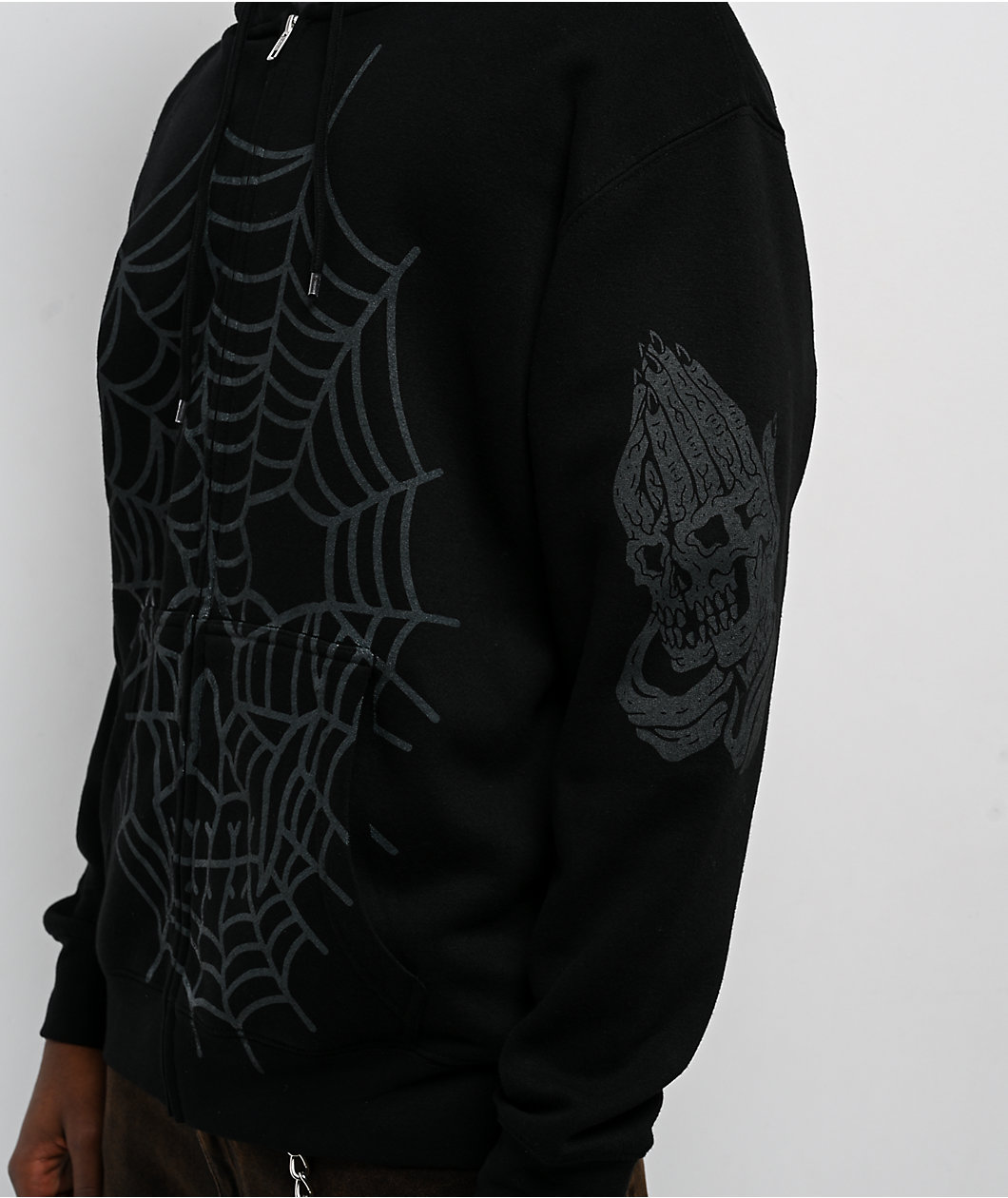 Lurking Class by Sketchy Tank Web Skull Black Zip Hoodie