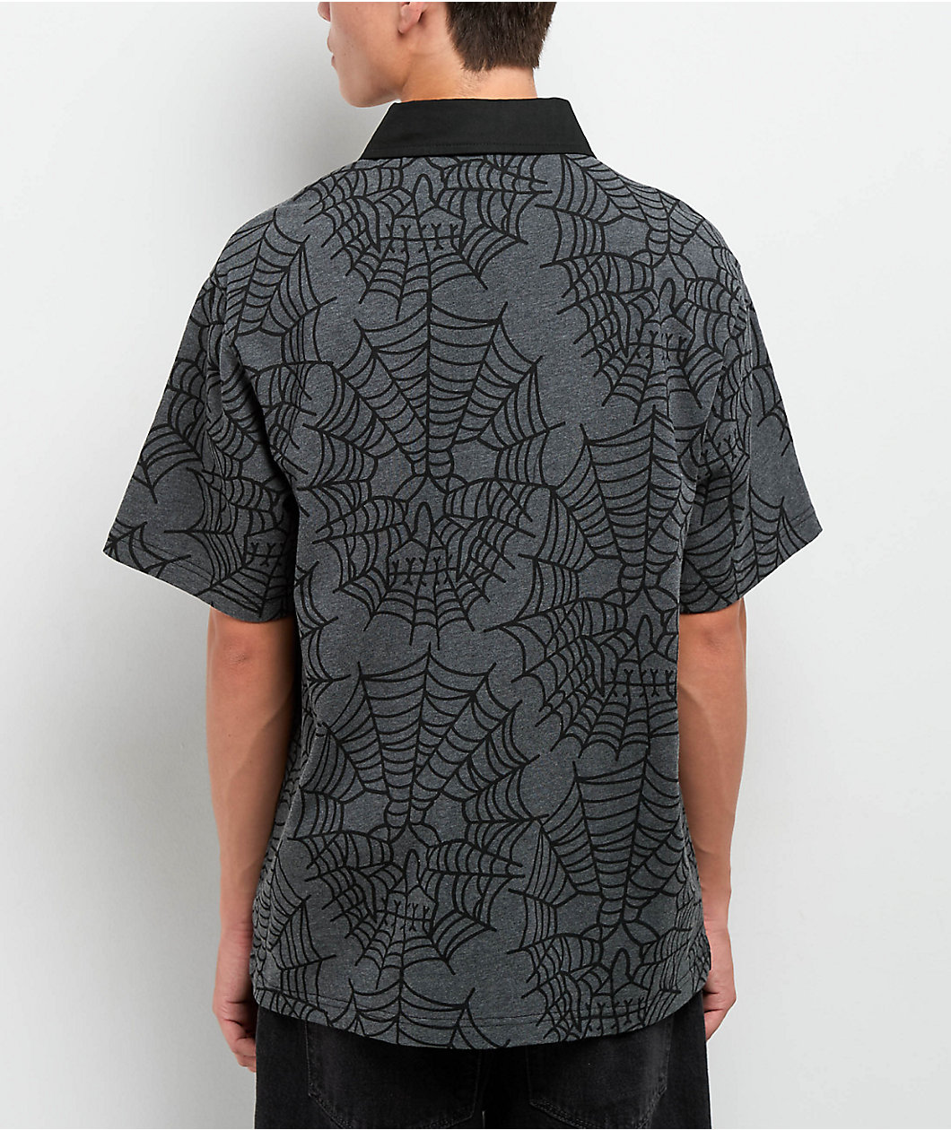 Lurking Class by Sketchy Tank Web Skull Grey Rugby Shirt