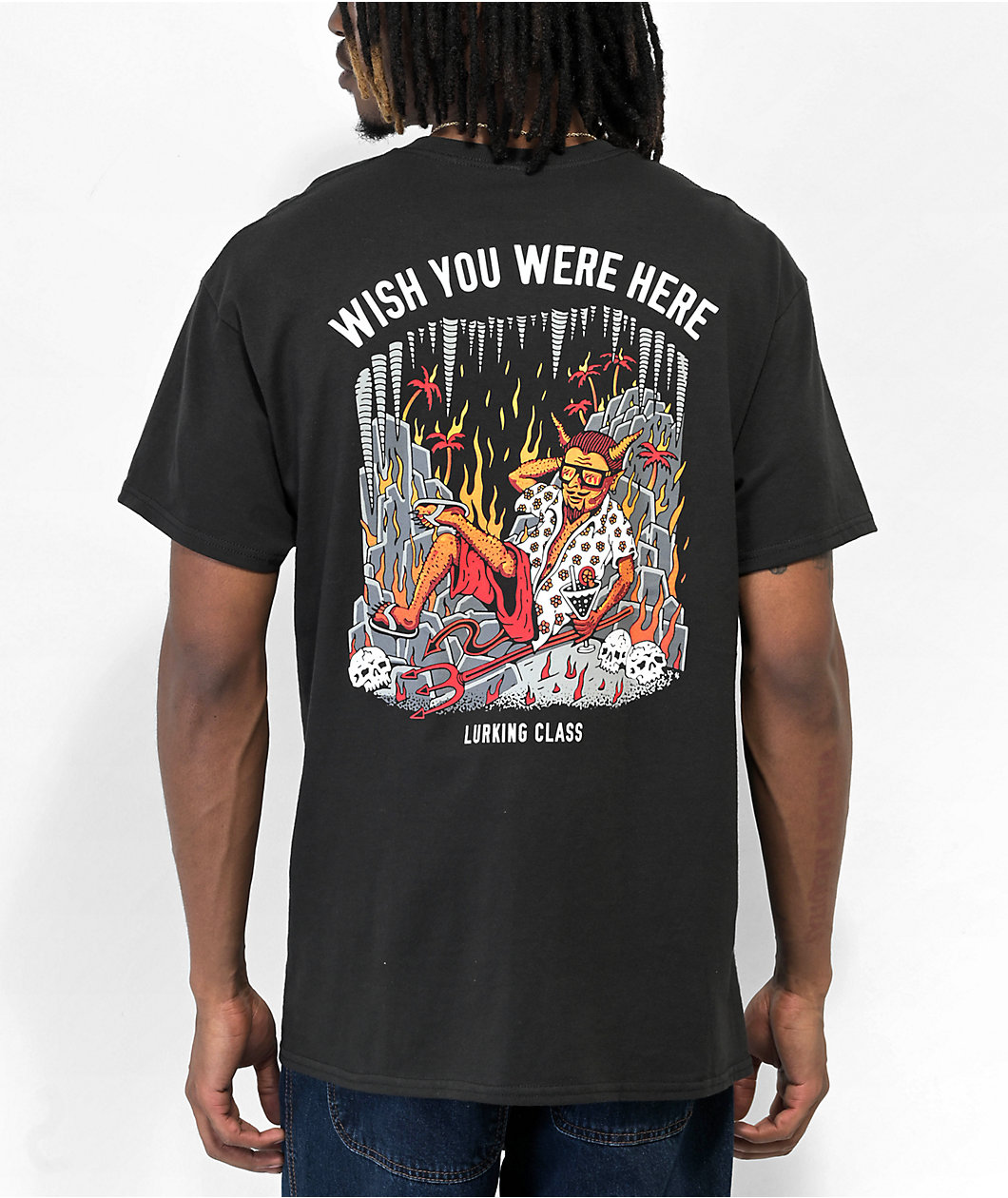 Lurking Class by Sketchy Tank Wish You Were Here Black T-Shirt
