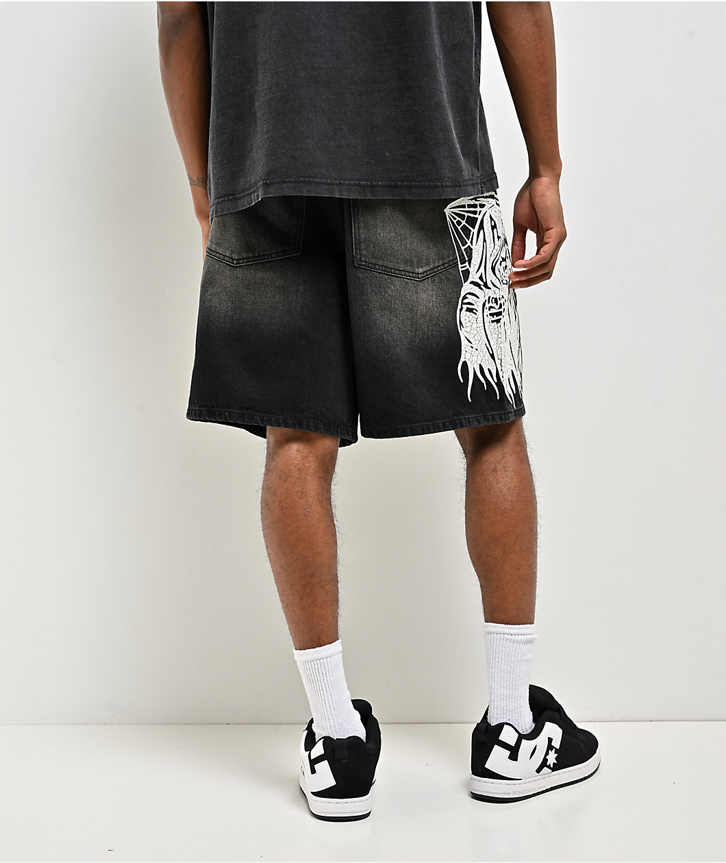 Lurking Class by Sketchy Tank You're Next Black Wash Denim Shorts