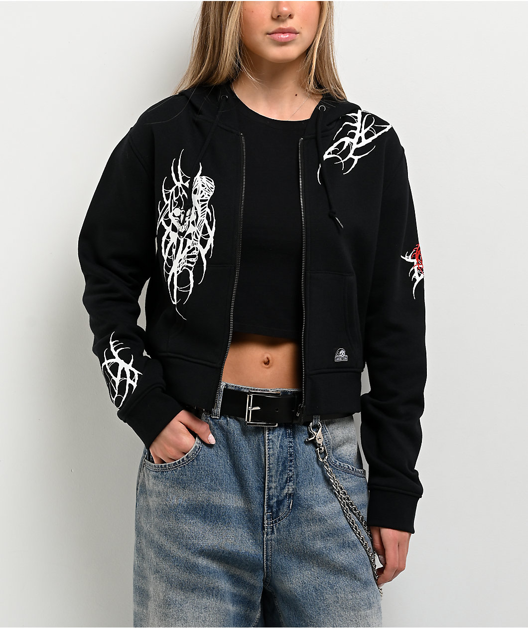 Lurking Class by Sketchy Tank x Kyle Grand Sin Black Crop Zip Hoodie