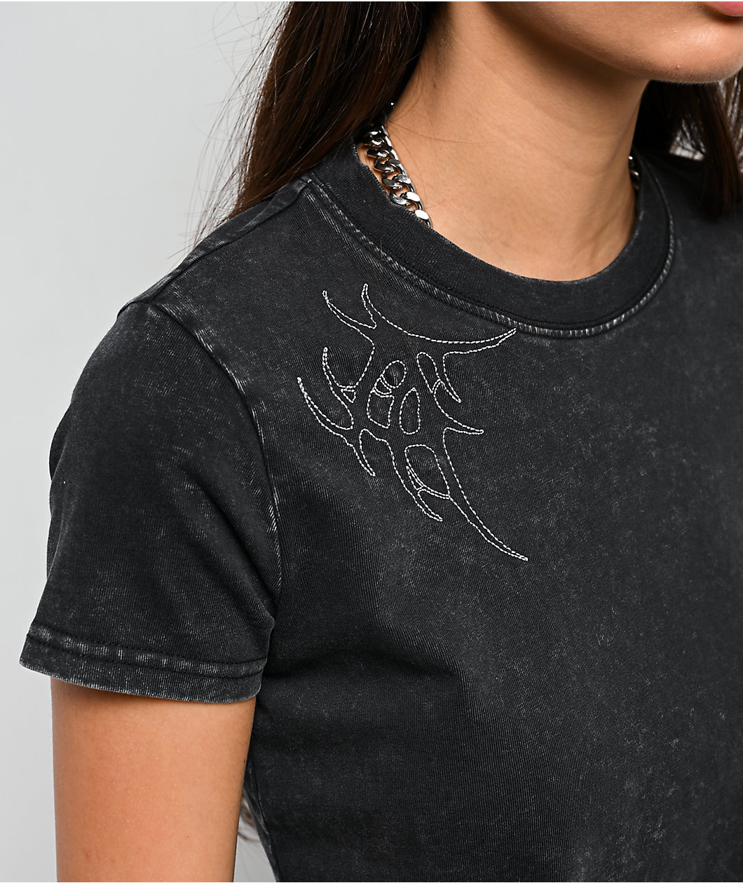 Lurking Class by Sketchy Tank x Kyle Grand Sin Embroidered Black Wash Crop T-Shirt